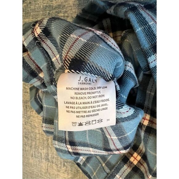 John Galt Blue Plaid Cropped Button Front Top One Size (XS / S) - Picture 8 of 8